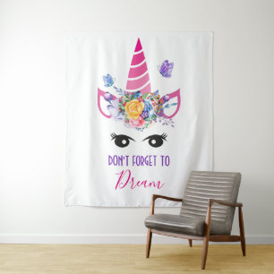Tapiz No olviden soñar con Unicornio rosa