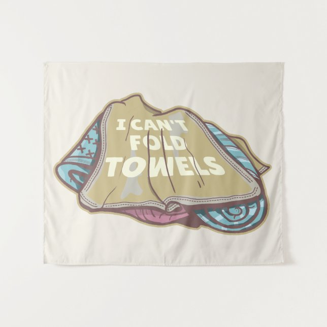 Tapiz No puedo doblar toallas día de lavandería divertid (Anverso (horizontal))