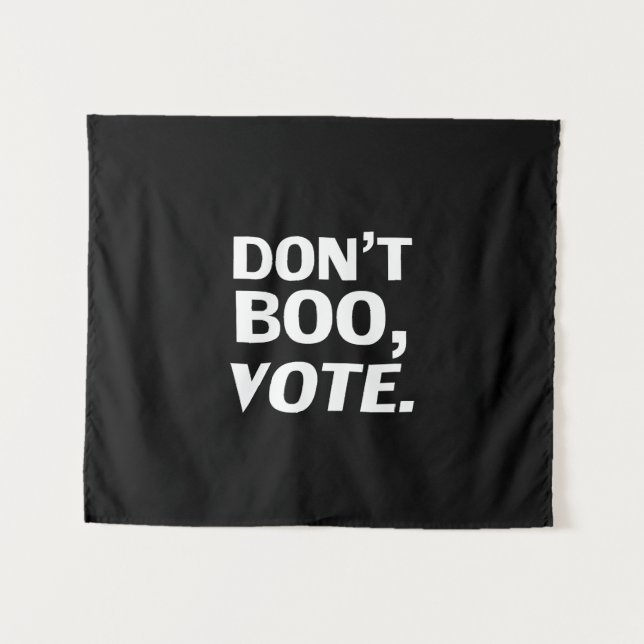 Tapiz "No te metas, vota" elecciones de Halloween blanco (Anverso (horizontal))