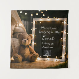 Tapiz Noche acogedora con invitación de embarazo de oso 