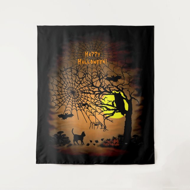 Tapiz Noche de Halloween, ¡Feliz Halloween! (Anverso)