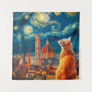 Tapiz Noche estrellada sobre Florencia   Arte de gato ro