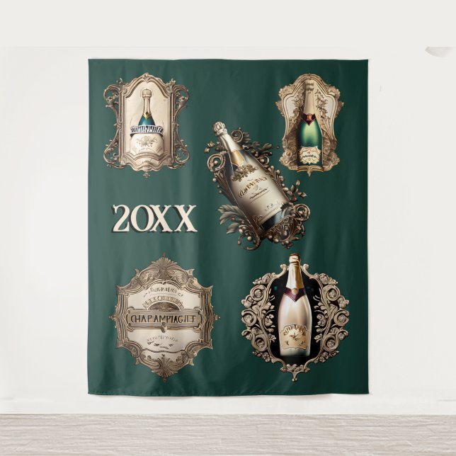 Tapiz Nochero de año nuevo verano vino espumoso festivid (Anverso)