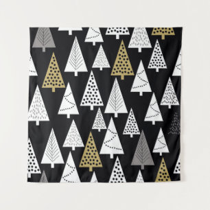 Tapiz Noches De Invierno: Árboles Gold-Silver.