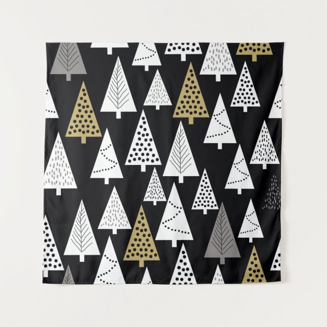 Tapiz Noches De Invierno: Árboles Gold-Silver. (Anverso)