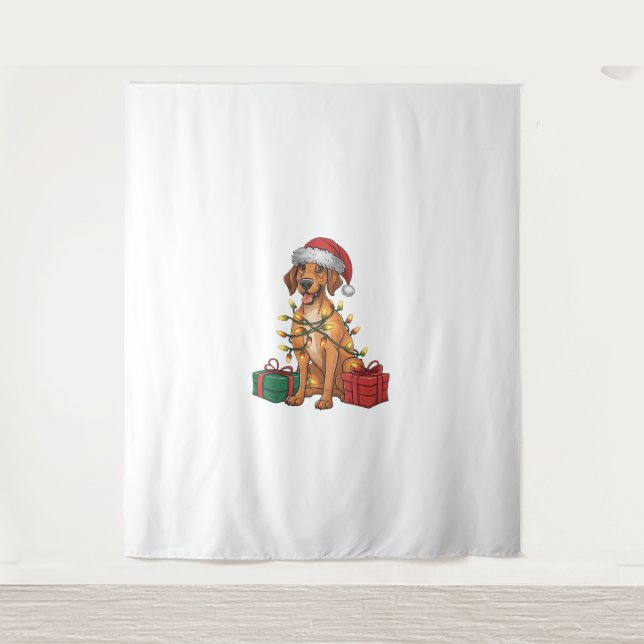 Tapiz Noches iluminando Santa Hat Thai Ridgeback Dog Nav (Anverso)
