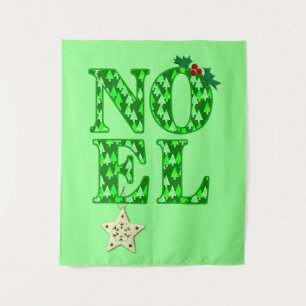 Tapiz NOEL en un patrón de árbol de Navidad verde