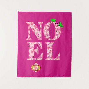 Tapiz NOEL en un patrón rosado de árbol de Navidad