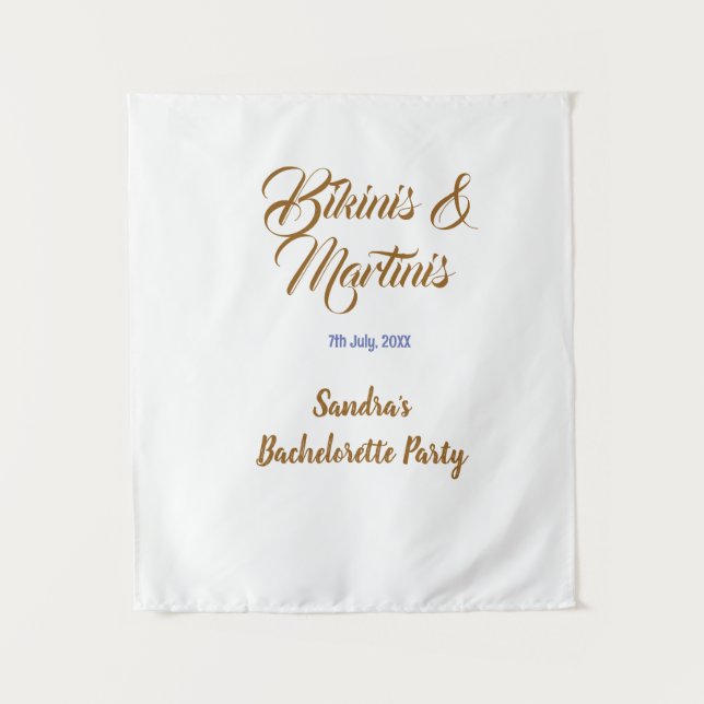 Tapiz nombre de despedida de soltera bikinis y martinis  (Anverso)