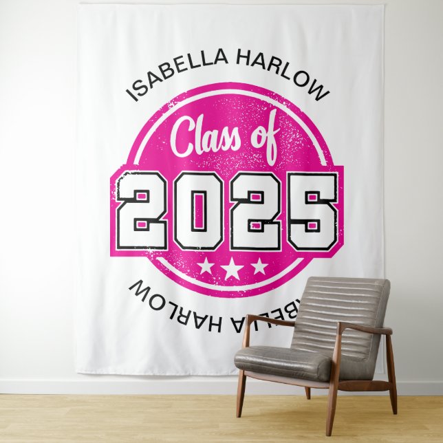 Tapiz Nombre de Graduada Rosa de la Clase de 2025 (In situ)