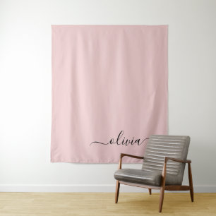 Tapiz Nombre del Monograma de Rubor Dusty Pink Moderne S