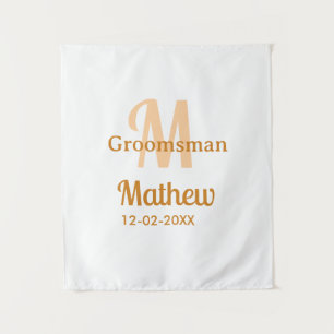 Tapiz nombre del padrino de naranja letra fecha masculin