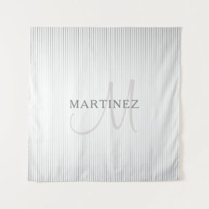 Tapiz Nombre elegante monograma y delgadas franjas grise