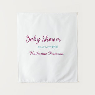 Tapiz nombre fecha baby shower azul amarillo orejita de