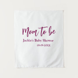 Tapiz nombre fecha ducha de bebé rosa simple mínima