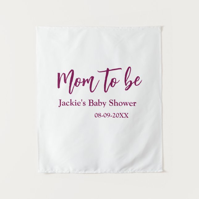 Tapiz nombre fecha ducha de bebé rosa simple mínima (Anverso)