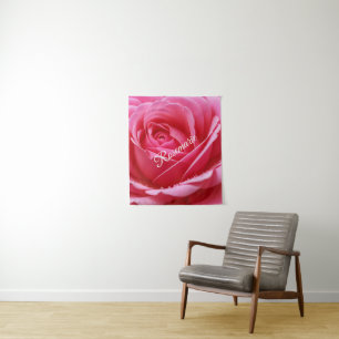 Tapiz Nombre personalizado Flor de Rosa Elegante 
