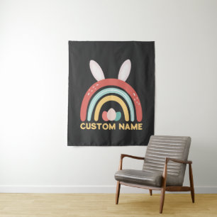 Tapiz Nombre personalizado Huevo arcoiris conejillo orej