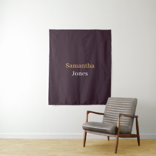 Tapiz Nombre personalizado minimalista moderno burgundy