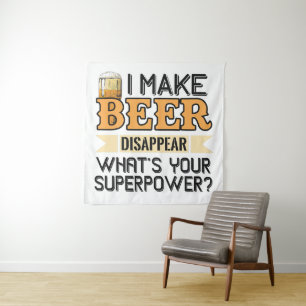 Tapiz Nombre y color personalizados de Beer Superpower