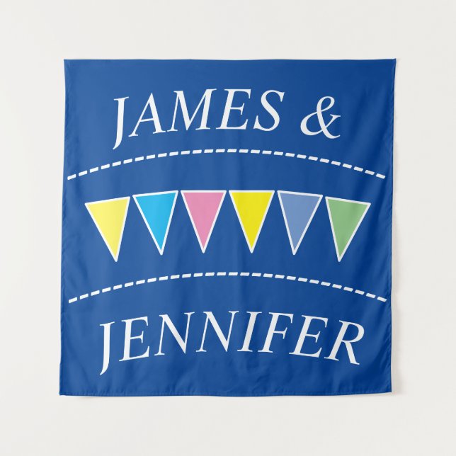 Tapiz Nombres de Bunting coloridos (Anverso)