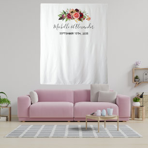 Tapiz Nombres de florales rosa rubor blanco boda