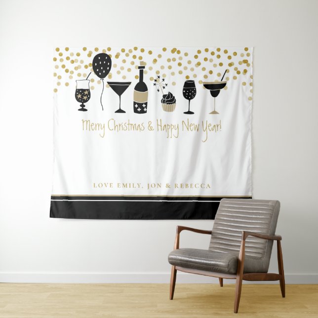 Tapiz Nombres de fondos para fiesta virtual de Navidad a (In situ (horizontal))