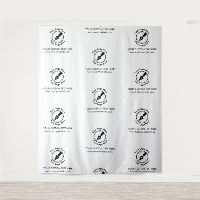 Tapiz Notario del evento Step & Repeat White Company Log (Anverso)