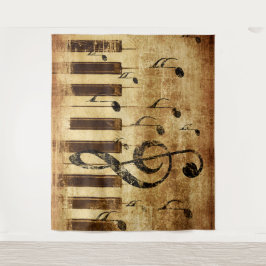 Tapiz Notas de música retro y piano