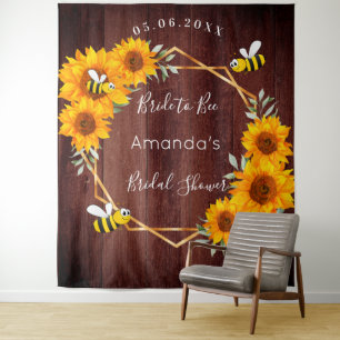 Tapiz Novia de la ducha nupcial girasoles madera rústica