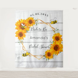 Tapiz Novia en la ducha nupcial girasoles de madera rúst