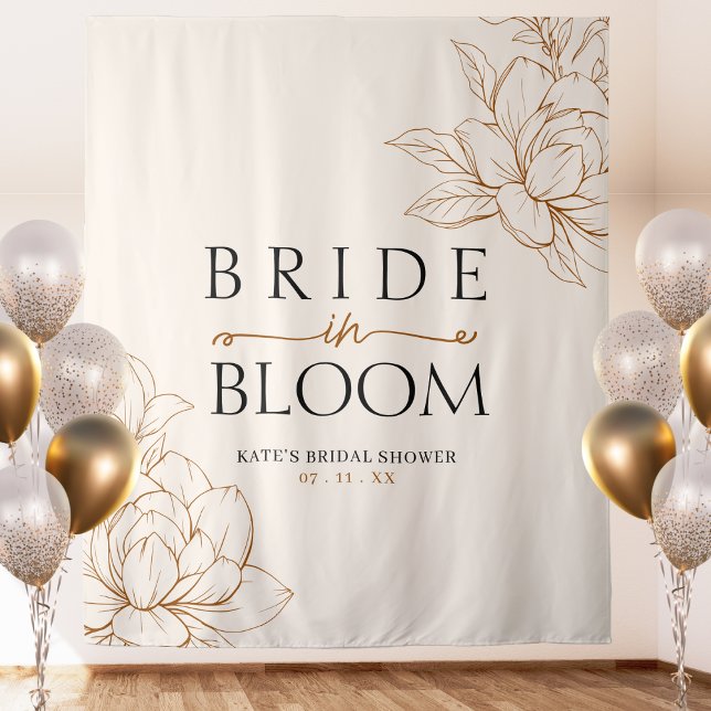 Tapiz Novia en una ducha marrón de novias (Bride in Bloom Tan Brown Bridal Shower Tapestry
)