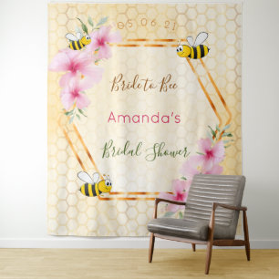 Tapiz Novia futura panal de abeja flores rosadas Despedi