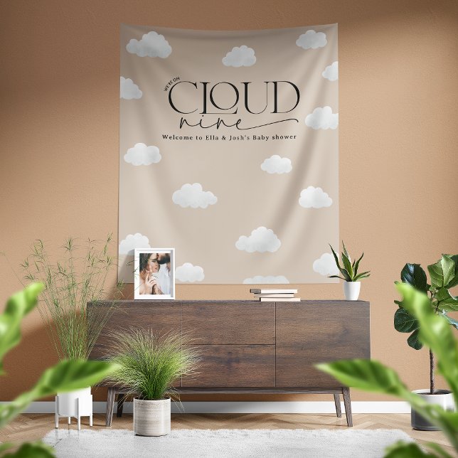 Tapiz Nube natural beige nueve duchas moderno elegante (Subido por el creador)