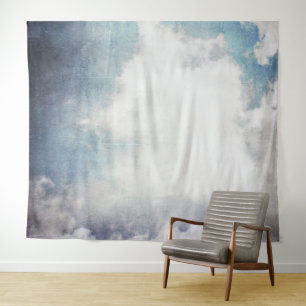Tapiz Nubes Blancas Pacíficas y Cielo Azul Grunge