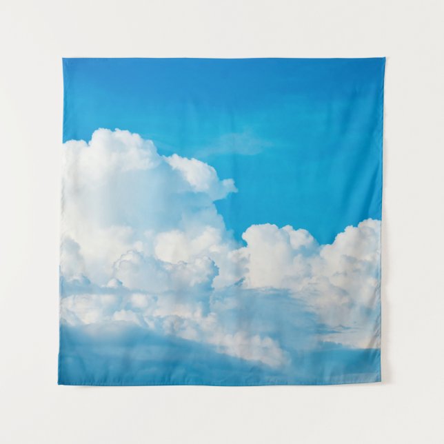 Tapiz Nubes de fondo del cielo azul blancas (Anverso)