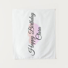 Tapiz Nubes naranjas rosas pastel feliz cumpleaños moder