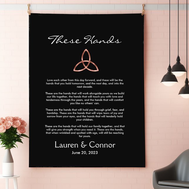 Tapiz Nudo de Trinidad Celta Votos de Boda Irlandeses Ha (Handfasting vows wedding tapestry trinity knot.)