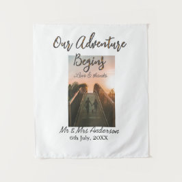 Tapiz Nuestra aventura comienza un par de fotos amor y g