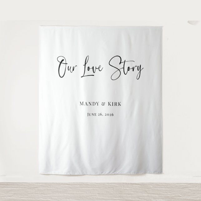 Tapiz nuestra historia de amor Fondo para Boda  (Anverso)