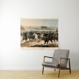 Tapiz Nuestros generales, restauraron la antigua época d