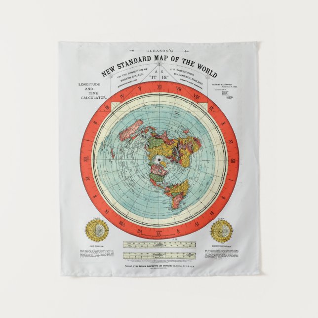 Tapiz Nuevo mapa estándar de la Tierra Plana del Mundo (Anverso)