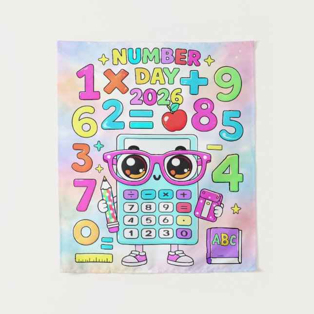Tapiz Number Day 2026 Cute Calculator Math Design (Anverso)