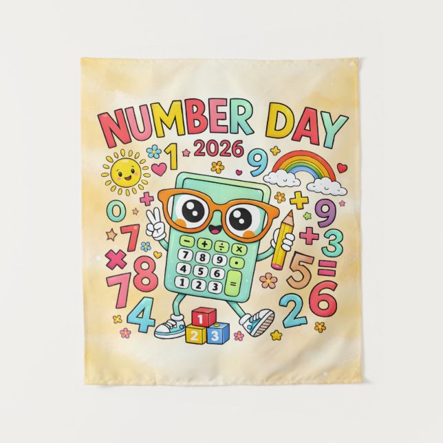 Tapiz Number Day 2026 Cute Calculator Math Design (Anverso)