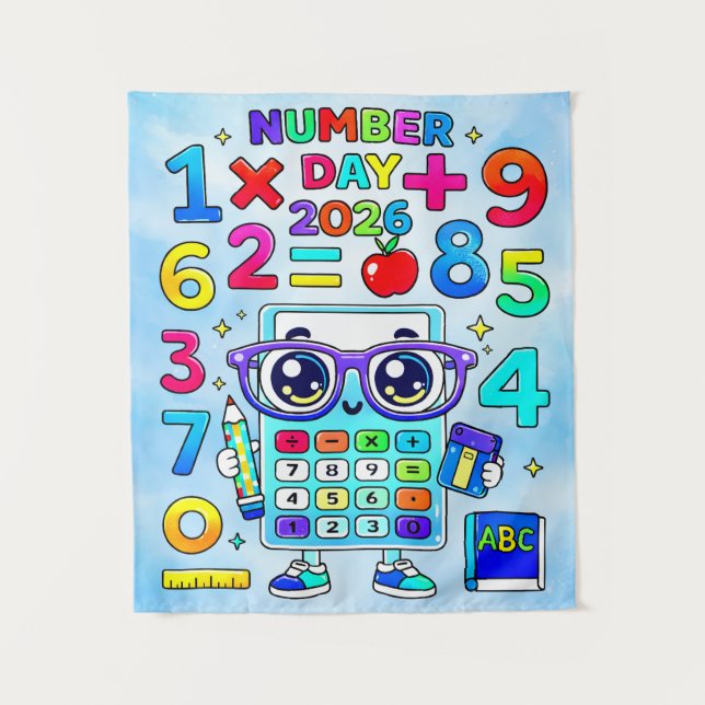 Tapiz Number Day 2026 Cute Calculator Math Design (Anverso)