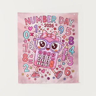 Tapiz Number Day 2026 Cute Pink Maths Calculator Poster