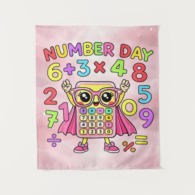 Tapiz Number Day Cute Calculator Character Design (Anverso)