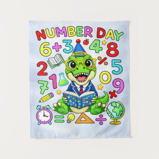 Tapiz Number Day Dinosaur Math Design for Kids (Anverso)