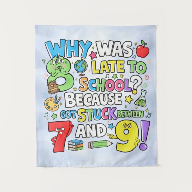 Tapiz Number Day Funny Maths 7 8 9 Banner for Schools (Anverso)