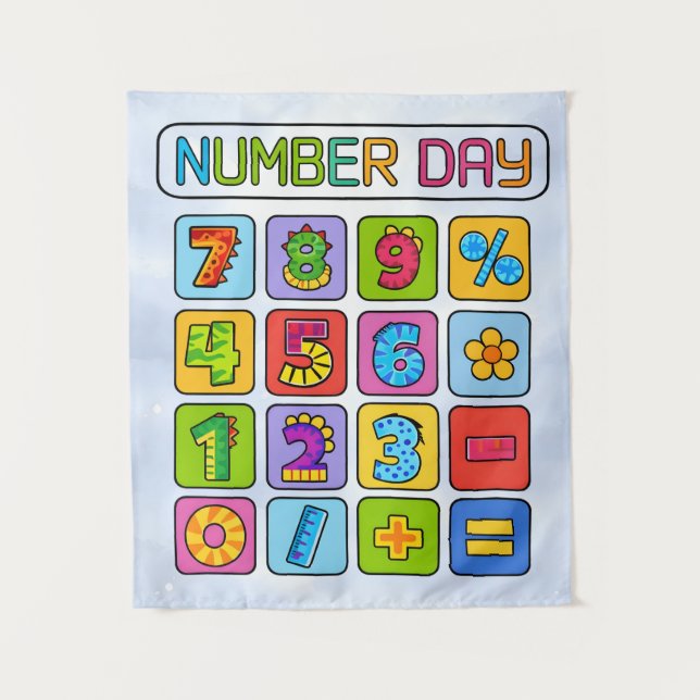 Tapiz Number Day Math Icons Calculator Design (Anverso)